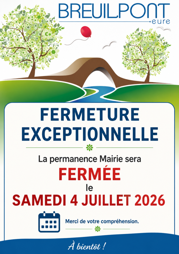 Fermeture de la Mairie le 04/07/2026